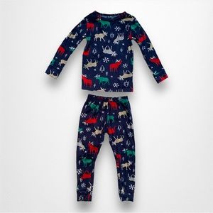 Cat & Jack Toddler Boys Cozy Christmas Pajamas Blue Moose Mountain Scene